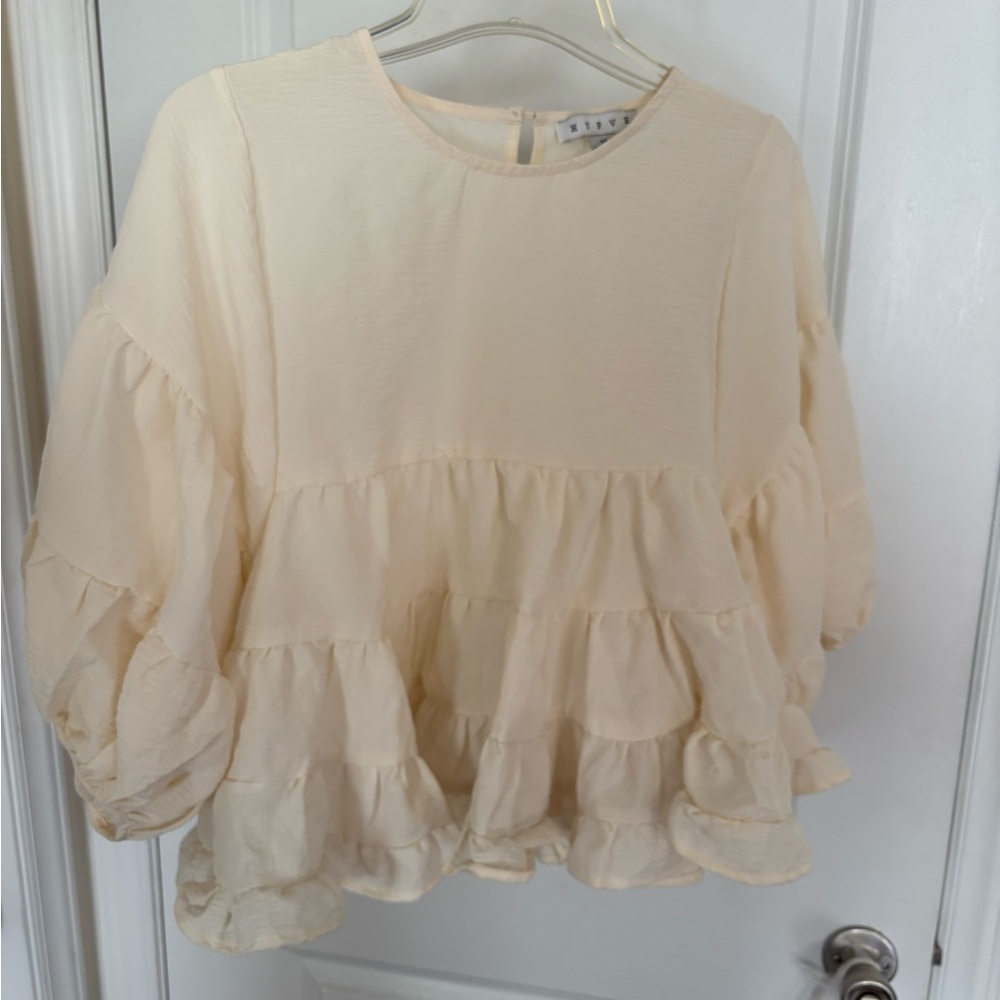 Cream Ruffled Women's Top